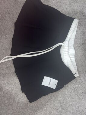 NWT Forever 21 Black Pleated Skort with White Drawstring Waist